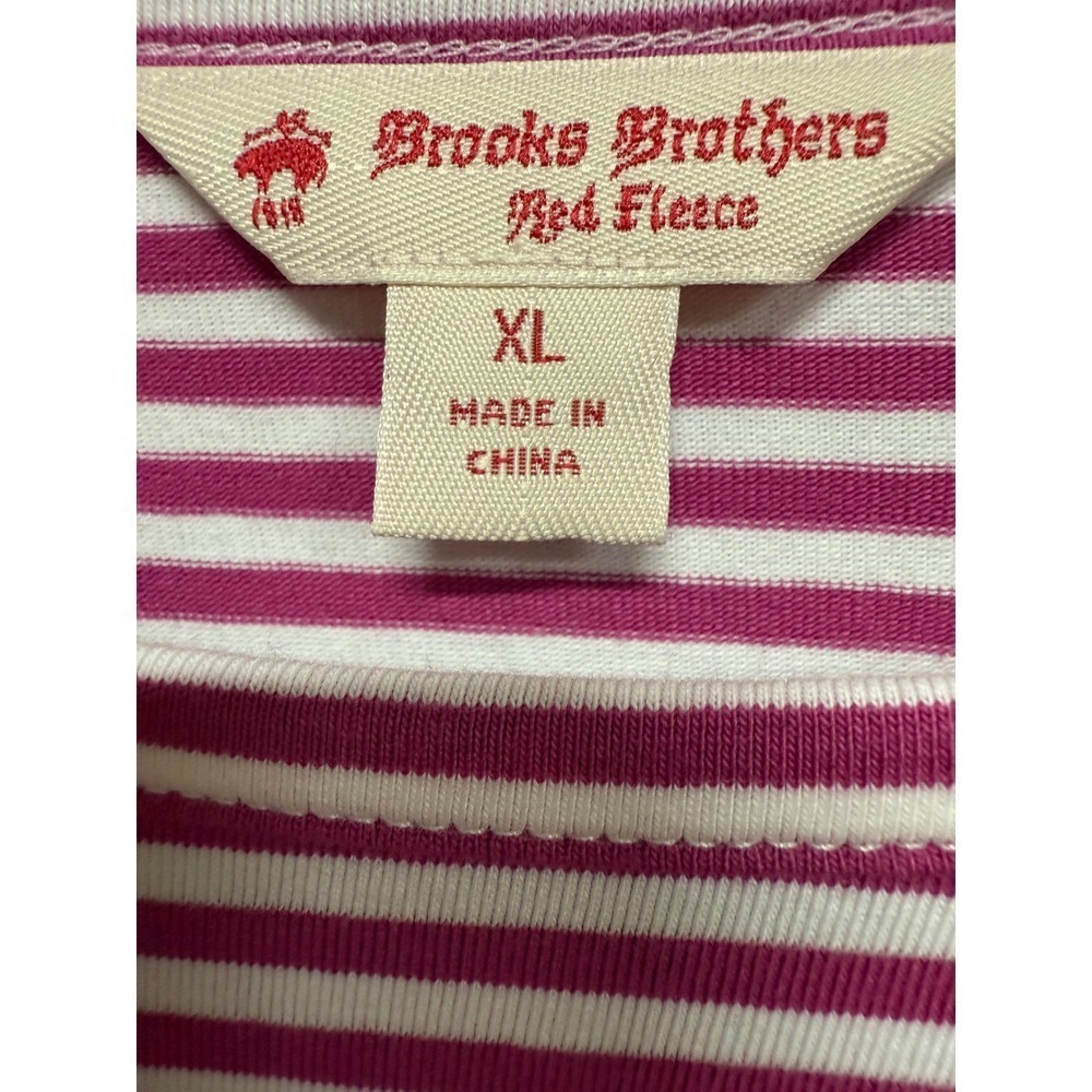 Brooks Brothers Pink White Striped Long Sleeve Blue Lace Trim Size XL Cotton - Picture 5 of 6